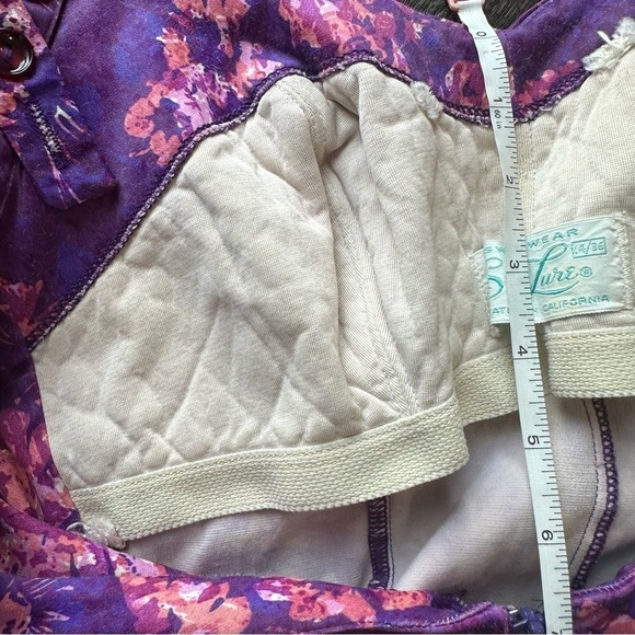 Vintage Sea Lure women’s swimsuit size small 14 purple  floral VTG play suit - Picture 7 of 14